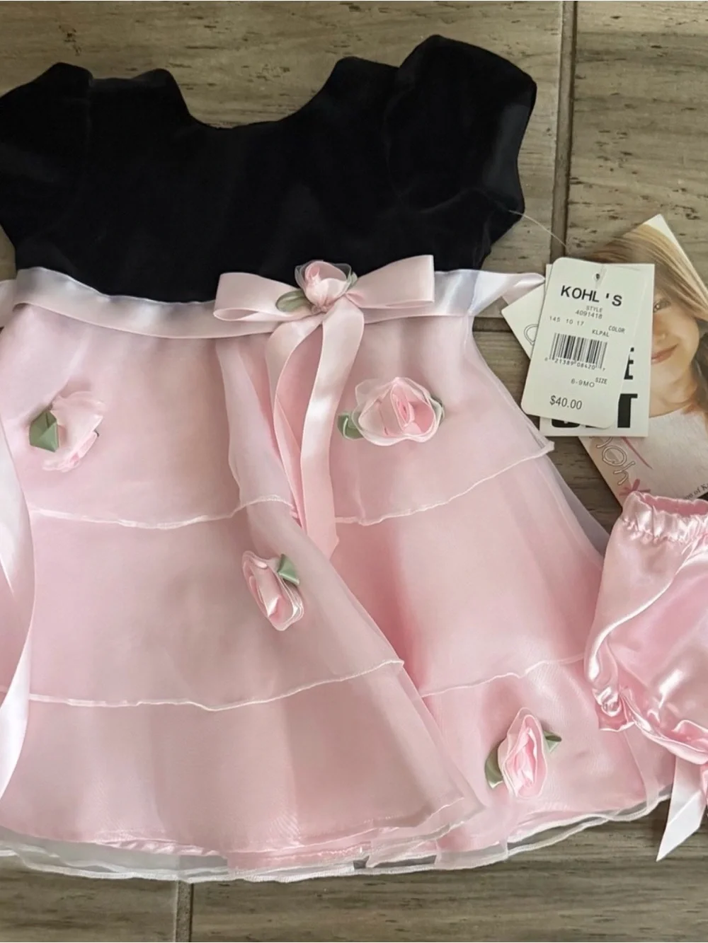 Kohl's Carters Black and Pink Baby Dress Set with Pink Vest & Bloomers